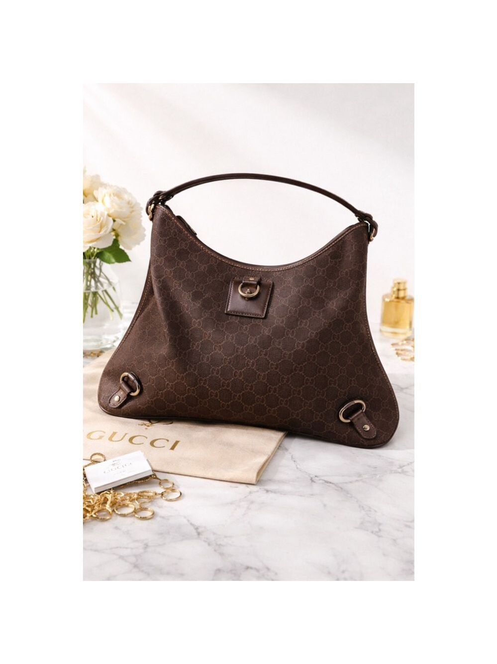 Gucci GG Canvas Abbey D-Ring Vintage Hobo Shoulder Bag